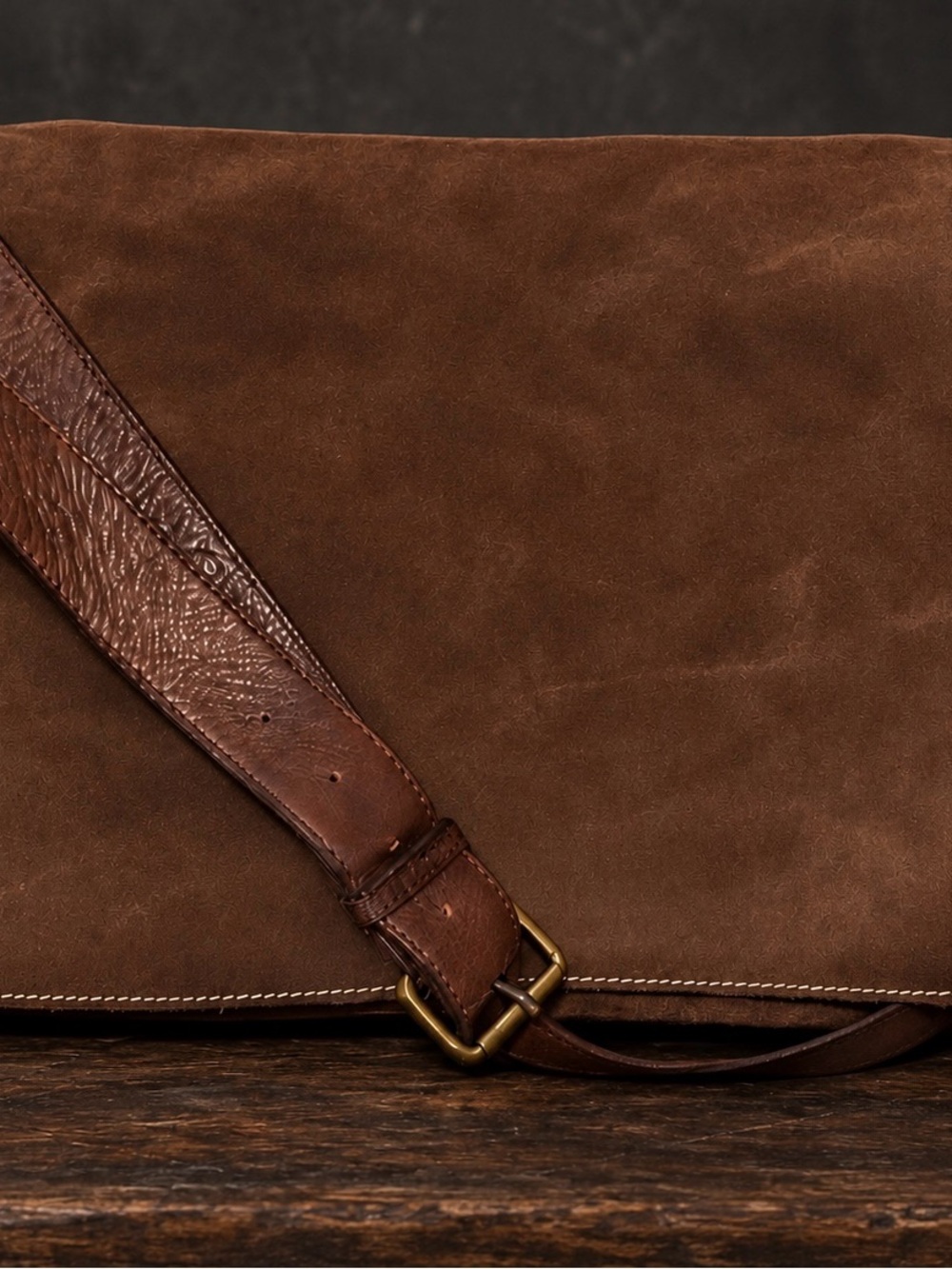 Vintage Kenneth Cole New York Brown Suede Messenger Bag